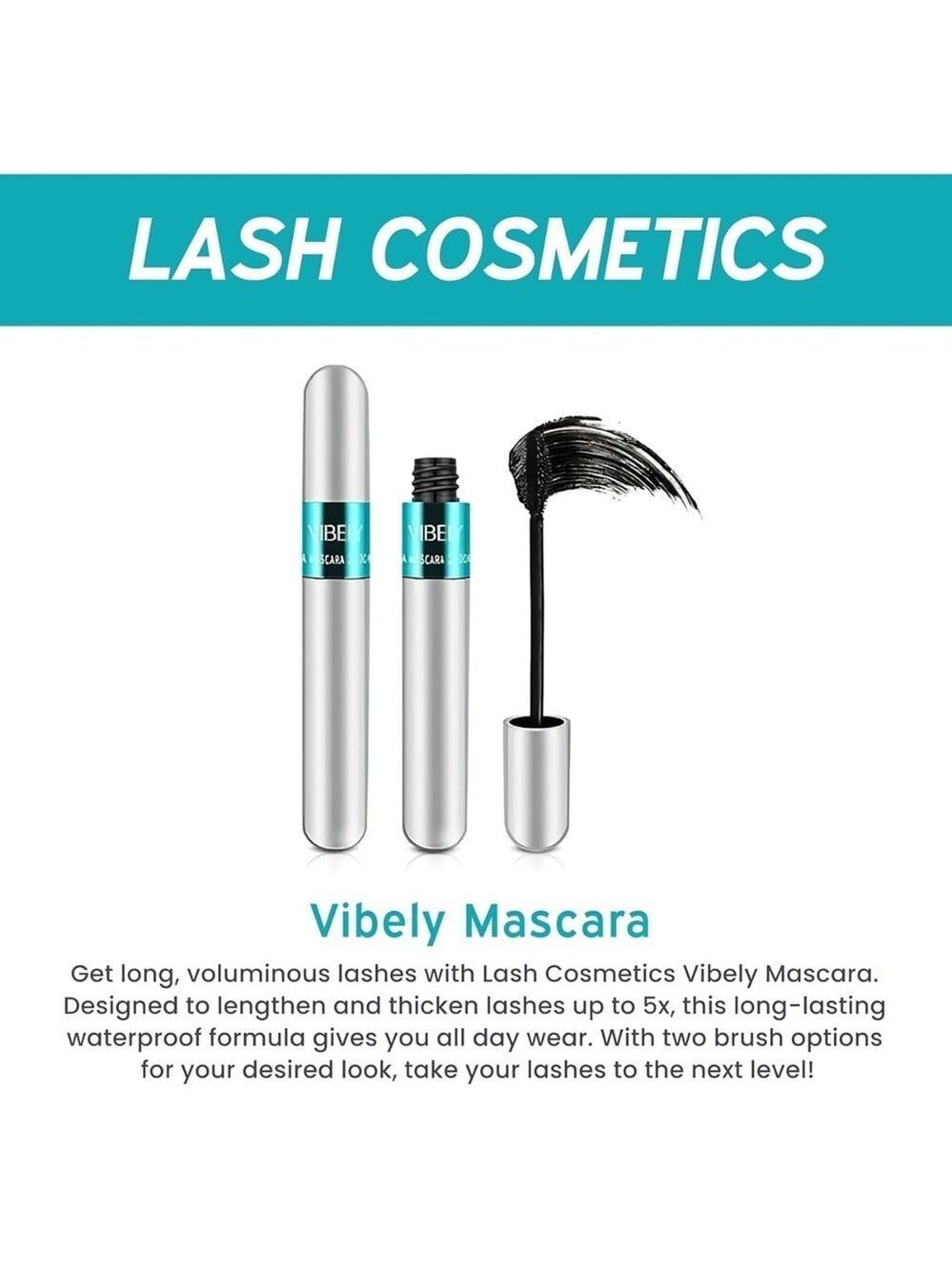 New Lash Cosmetics Vibely 4D Mascara w/ Dual Brushes For Long, Voluminous Lashes - Picture 5 of 15